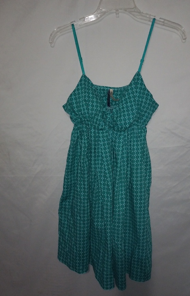 Lei LJ Sleeveless Cotton Sundress Mini Dress in a Lapis Turquoise Print
